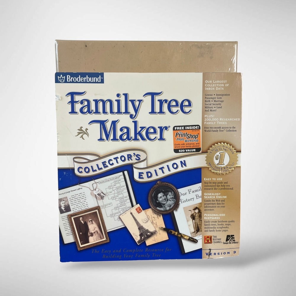 Broderbund Family Tree Maker Collectors Edition Version 9 PC Software New Sealed